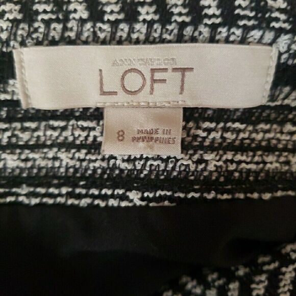 LOFT Skirt Size 8 Striped Boho Mini Western Aztec Strip Black White Cotton Blend - Picture 2 of 11